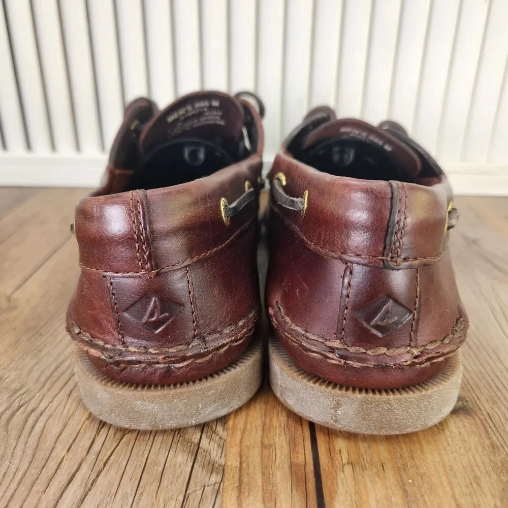 Sperry Authentic Original 2-Eye Boat Shoes Mens Sz 9.5 M Brown Amaretto Leather